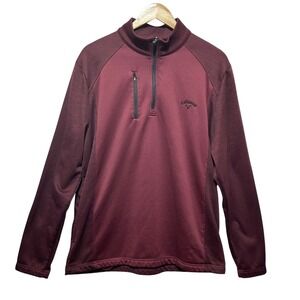 Callaway Mens Quarter Zip Golf Pullover L Maroon Performance Long Sleeve Outdoor